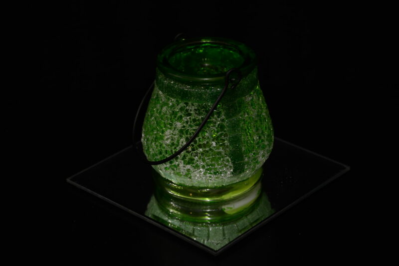 Crackle Mosaik Windlichtglas bauchig grün – Bild 2