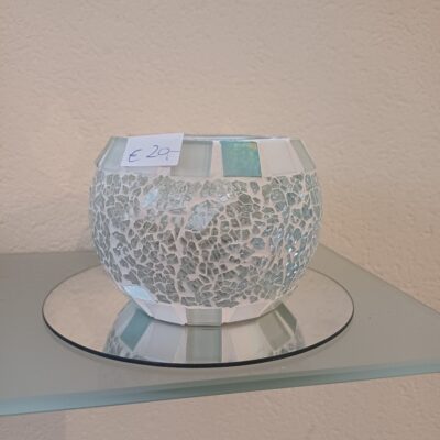 Crackle Teelichtglas rund mintgrün/transparent