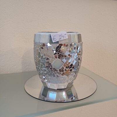 Windlicht oval silbergrau