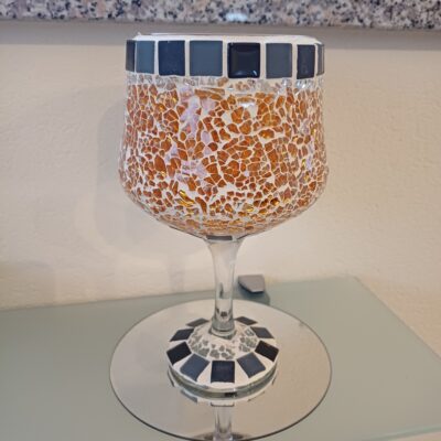 Windlicht/Kelch graumix/orange