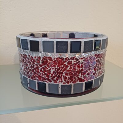 Windlicht rot/graumix