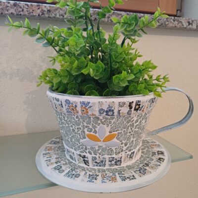 Mosaik Blumenübertopf Tasse