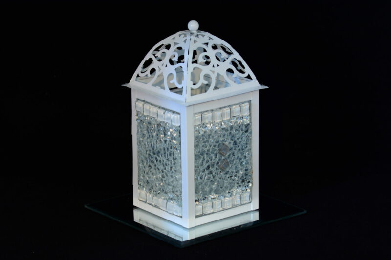 Laterne mit Crackle Mosaik "Schneeflocke"