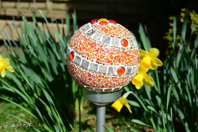 Solarkugel Ø15cm orange/creme – Bild 4