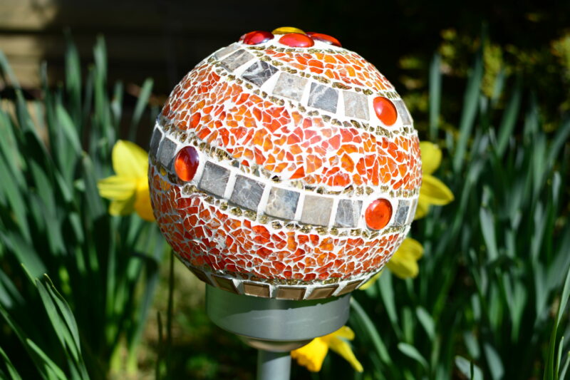 Solarkugel Ø15cm orange/creme