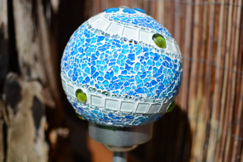 Solarkugel Ø15cm blau/türkis/weiß
