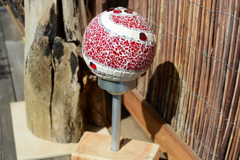 Solarkugel Ø15cm rot/silber/creme – Bild 4