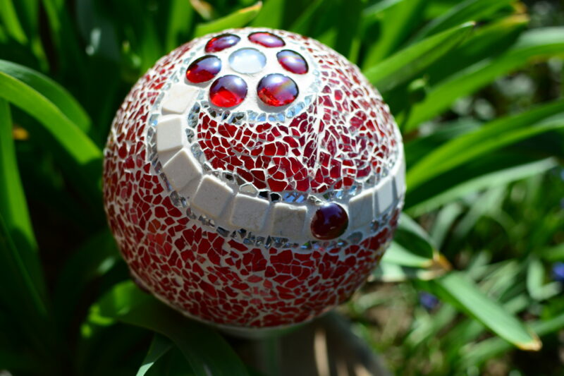 Solarkugel Ø15cm rot/silber/creme – Bild 3