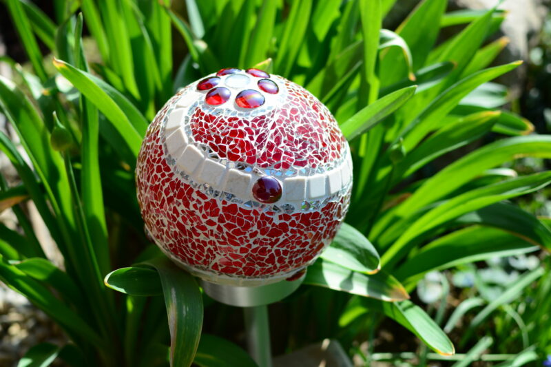 Solarkugel Ø15cm rot/silber/creme – Bild 2