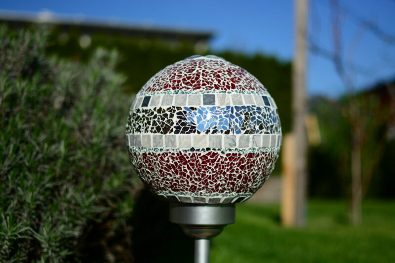 Solarkugel Ø20cm rot/grau/silber – Bild 4