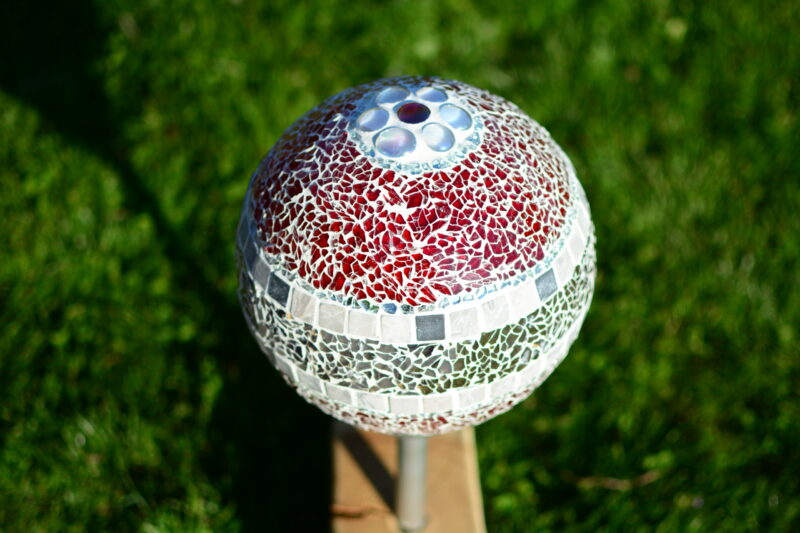 Solarkugel Ø20cm rot/grau/silber – Bild 2