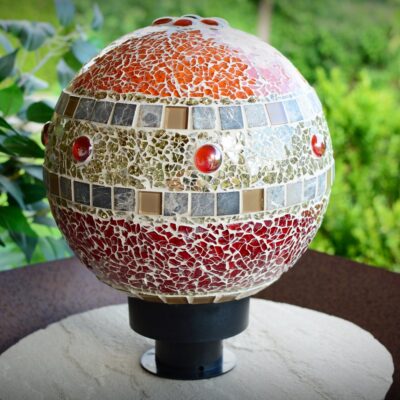 Mosaik-Lampe Ø20cm rot/gold/orange