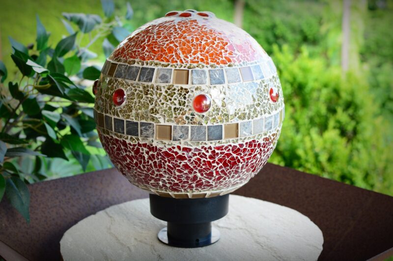 Mosaik-Lampe Ø20cm rot/gold/orange