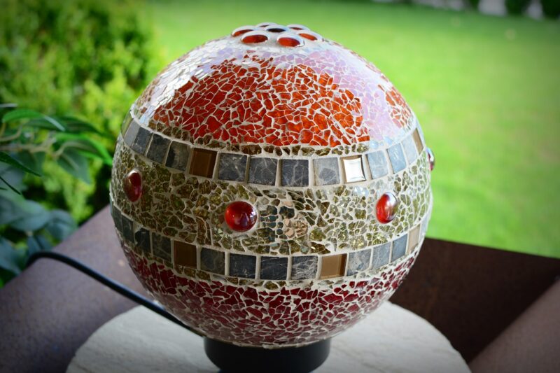 Mosaik-Lampe Ø20cm rot/gold/orange – Bild 2