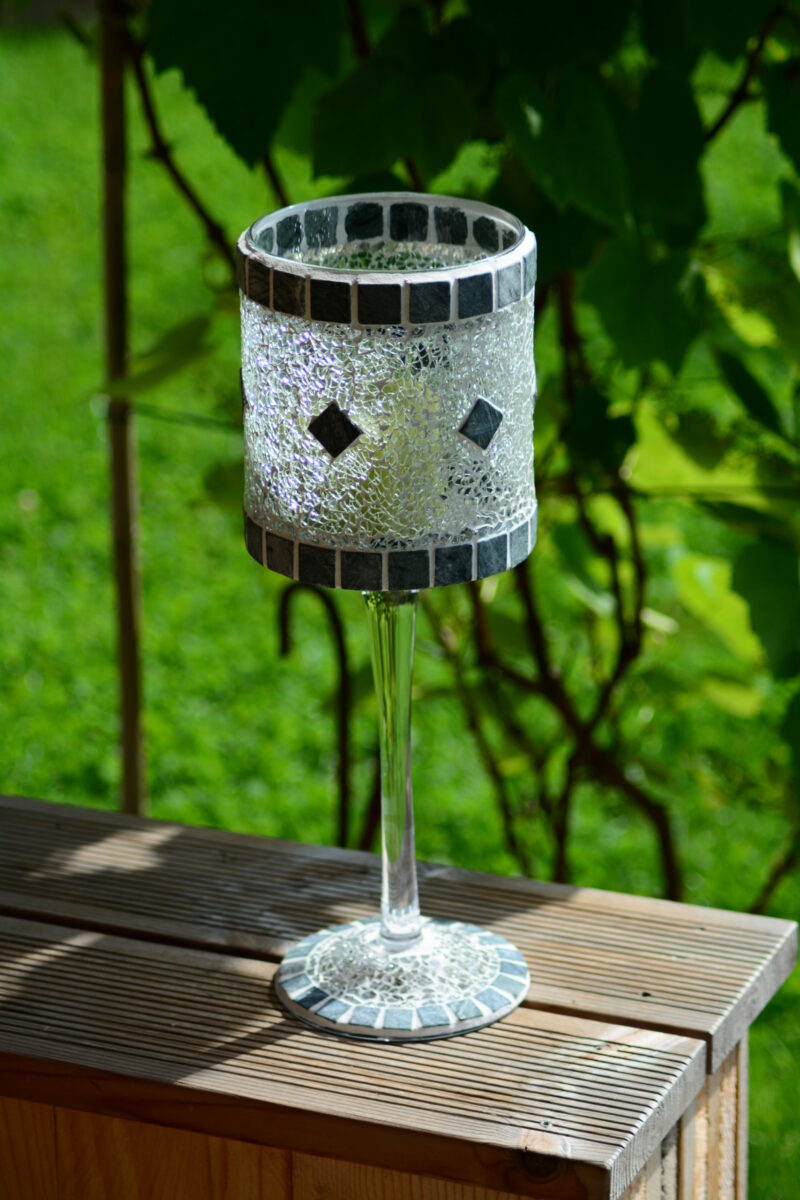 Mosaik Windlicht groß Verde Jade/transparent