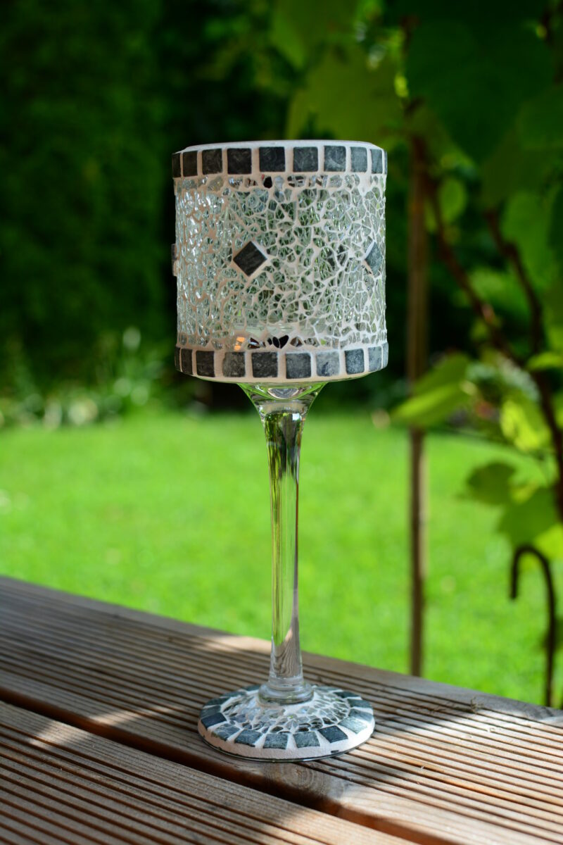 Mosaik Windlicht Verde Jade/Transparent