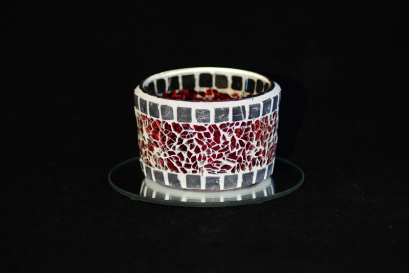 Mosaik Teelichtglas rot/marmor – Bild 3