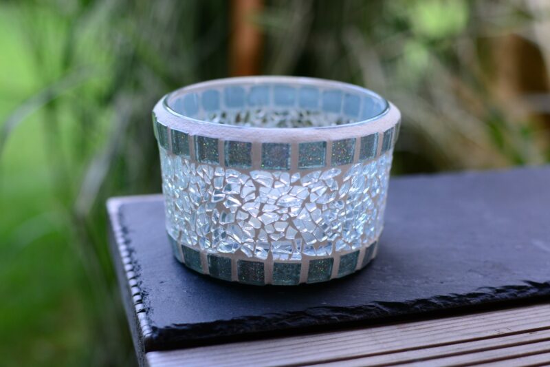 Mosaik Teelichtglas transparent/glitzer – Bild 2