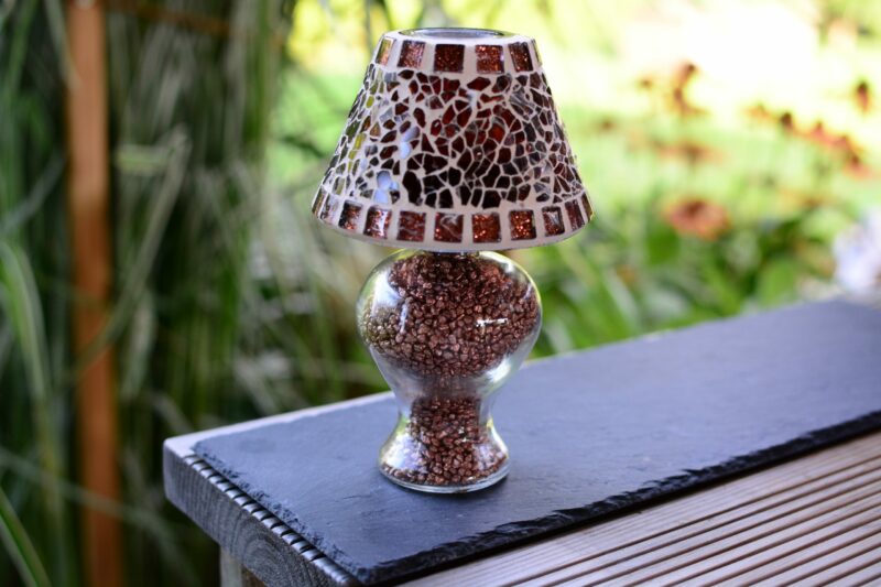 Mosaik Teelichtlampe braun/glitzer – Bild 3
