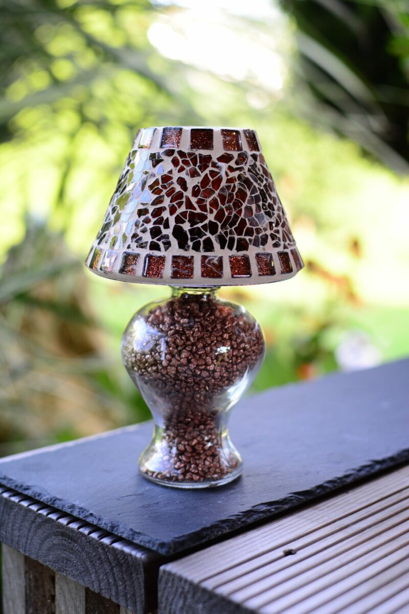 Mosaik Teelichtlampe braun/glitzer