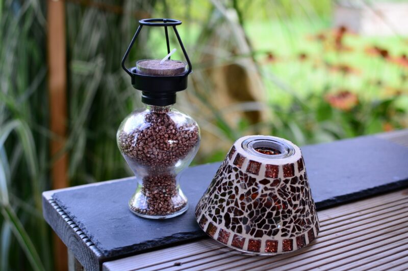 Mosaik Teelichtlampe braun/glitzer – Bild 2
