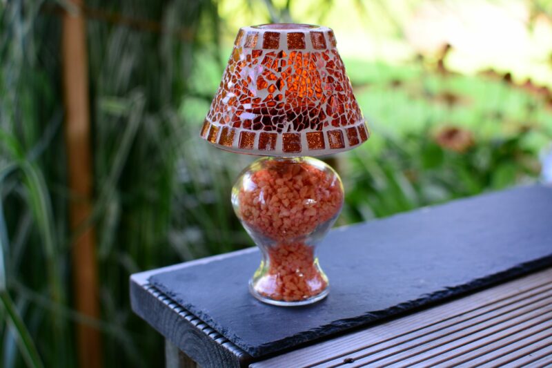 Mosaik Teelichtlampe orange/glitter