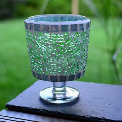 Teelichtglas grün/glitter