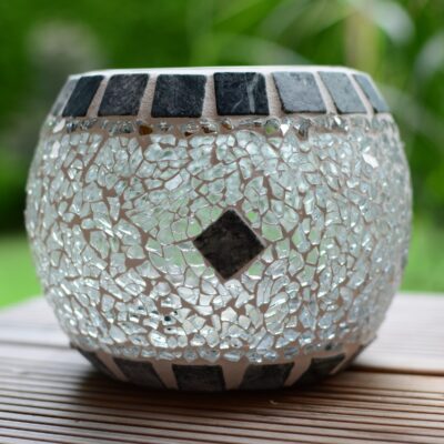 Windlicht rund marmor/transparent