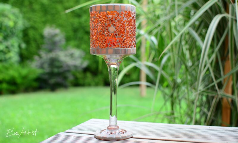 Mosaik Windlicht orange/creme