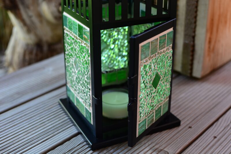 Mosaik Laterne schwarz grün/creme – Bild 2