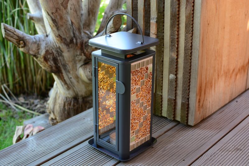 Mosaik Laterne grau orange/creme – Bild 2