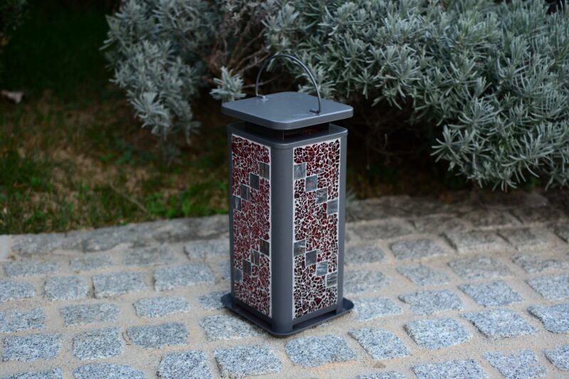 Mosaik Laterne grau rot/grau – Bild 2