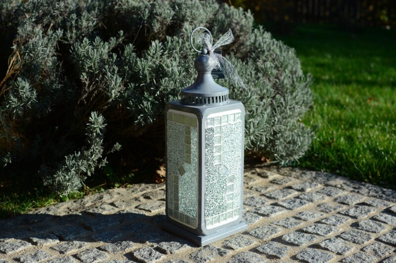 Mosaik Laterne grau groß transparent/silber – Bild 2