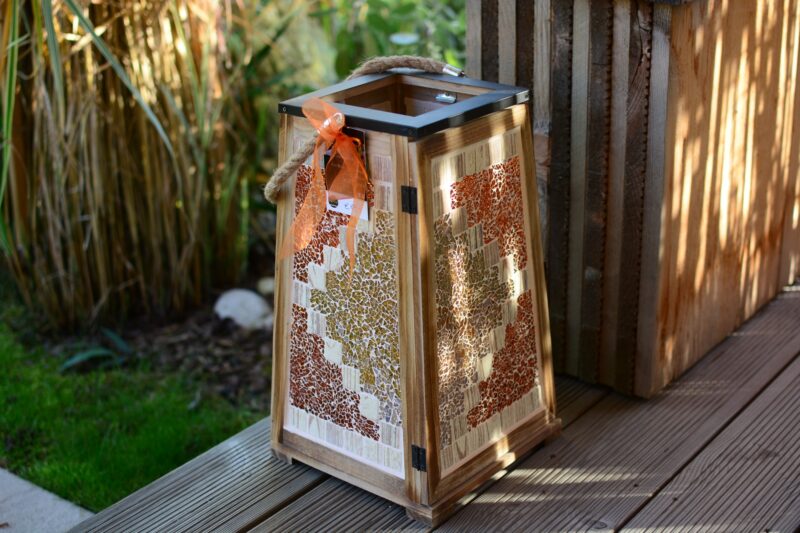 Mosaik Holzlaterne groß orange/gold – Bild 3
