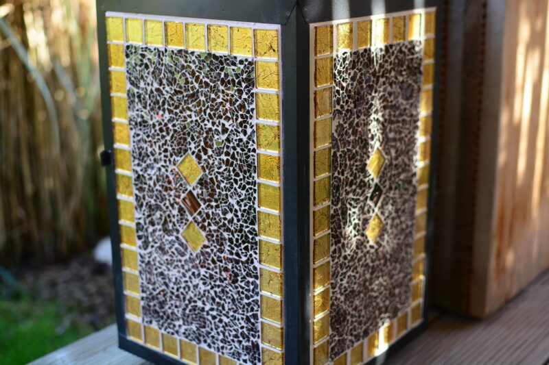 Mosaik Laterne schwarz gold/braun – Bild 2