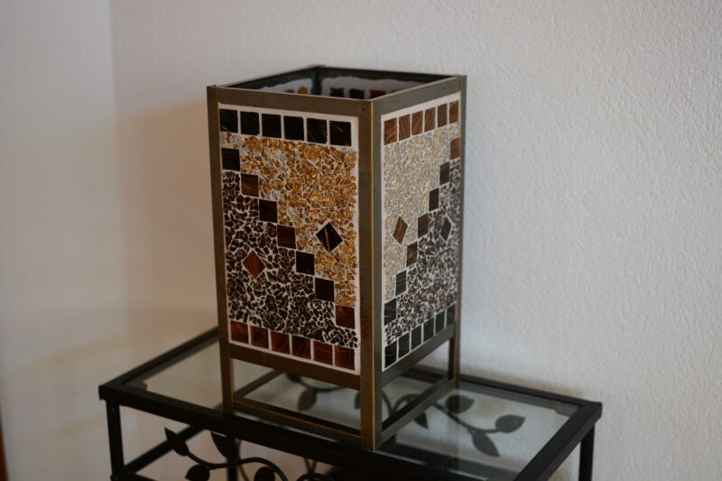 Mosaik Laterne altgold braun/gold