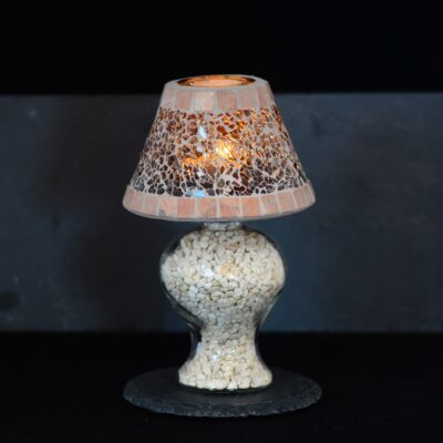 Mosaik Teelichtlampe braun/marmor
