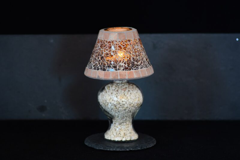 Mosaik Teelichtlampe braun/marmor