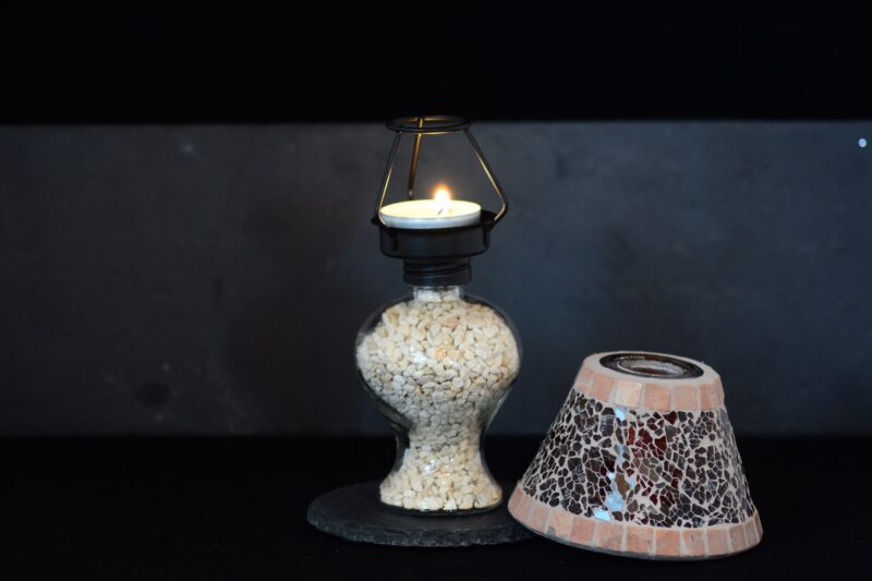 Mosaik Teelichtlampe braun/marmor – Bild 2