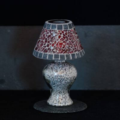 Mosaik Teelichtlampe rot/grau