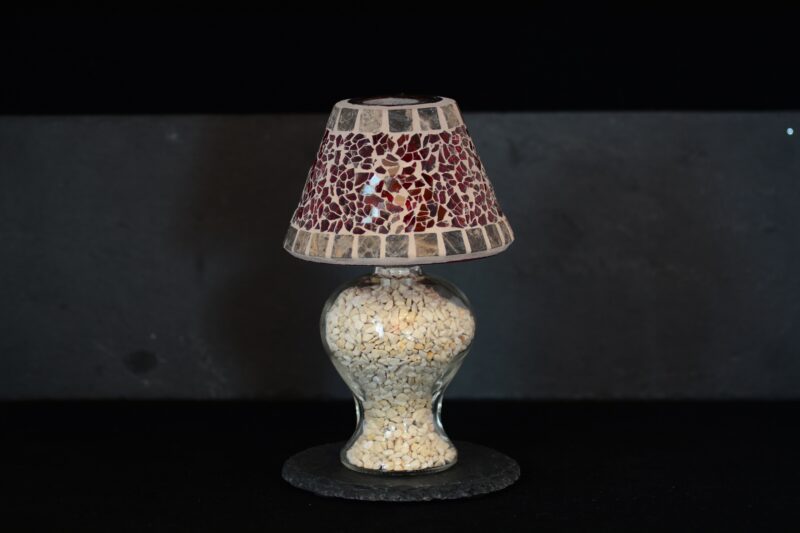 Mosaik Teelichtlampe rot/creme – Bild 2