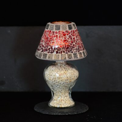Mosaik Teelichtlampe rot/creme