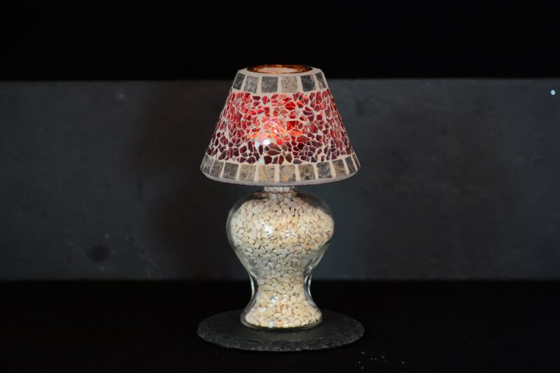 Mosaik Teelichtlampe rot/creme