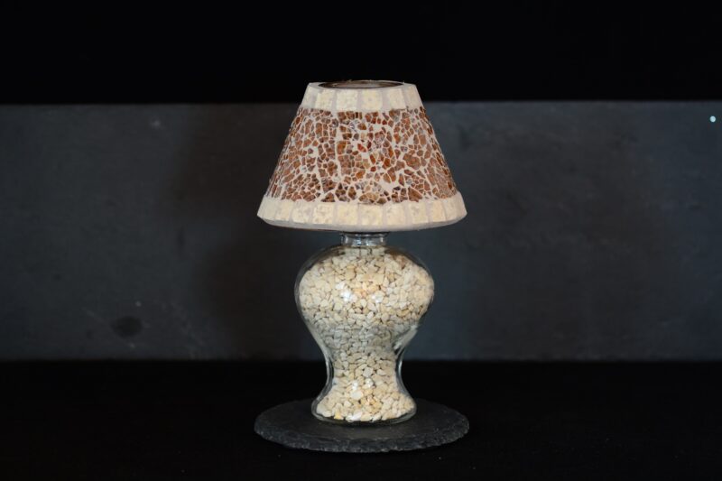 Mosaik Teelichtlampe orange/creme – Bild 2