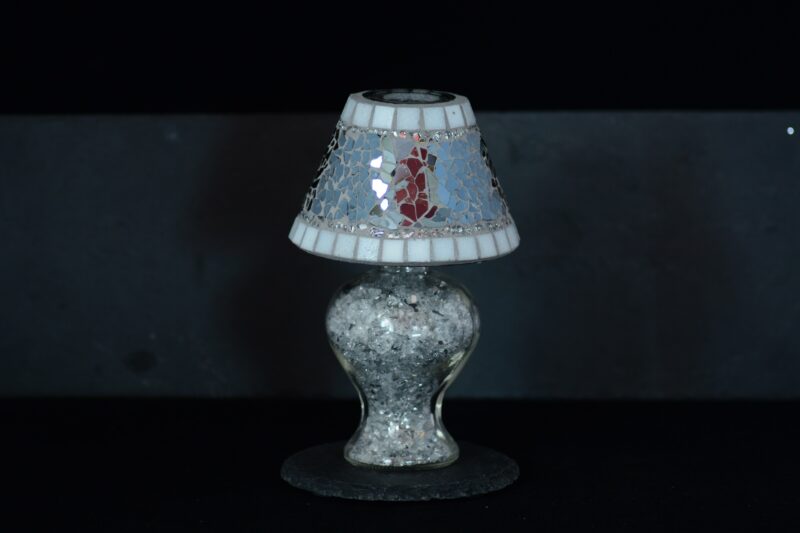 Mosaik Teelichtlampe grau/silber