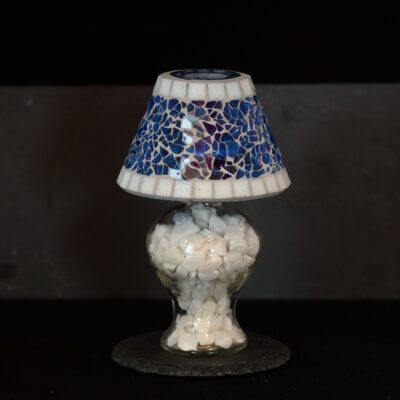 Mosaik Teelichtlampe blau/grau