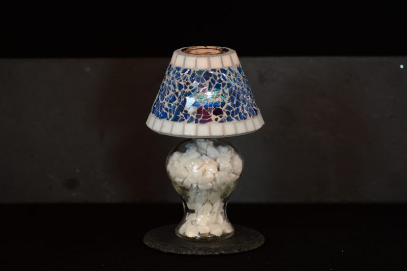 Mosaik Teelichtlampe blau/grau – Bild 3