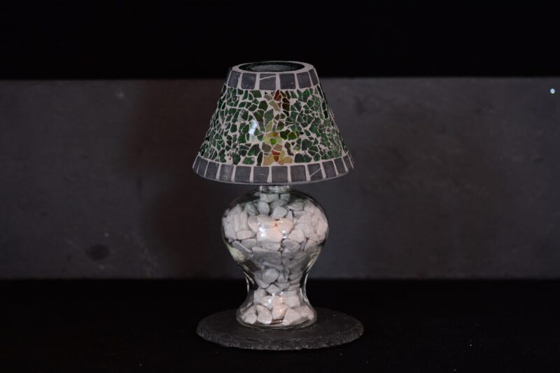 Mosaik Teelichtlampe dunkelgrün/grau – Bild 3