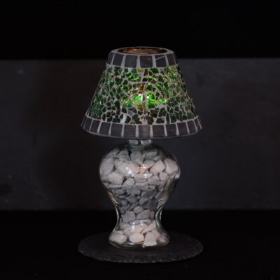 Mosaik Teelichtlampe dunkelgrün/grau