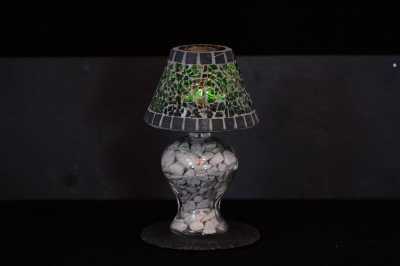 Mosaik Teelichtlampe dunkelgrün/grau